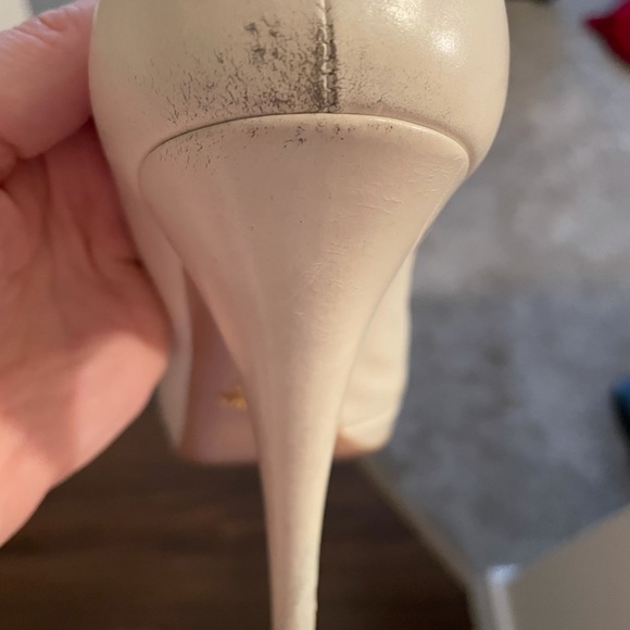 Prada Women High Heel open toes platform shoes in color Talco Sabbia Size 38.5 - Picture 8 of 15
